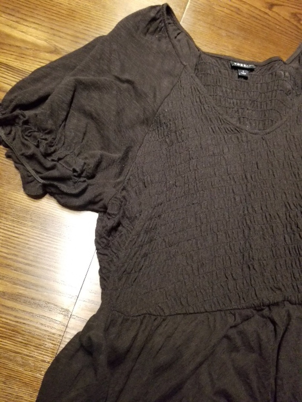 Women's Black Smocked Peplum Top - Picture 8 of 8